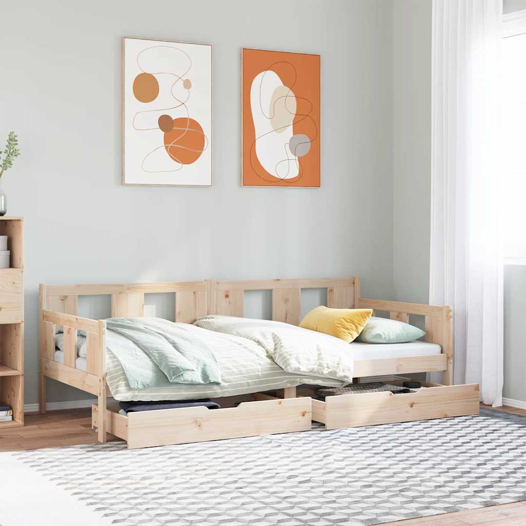 vidaXL Pat de zi cu sertare, 80x200 cm, lemn masiv pin