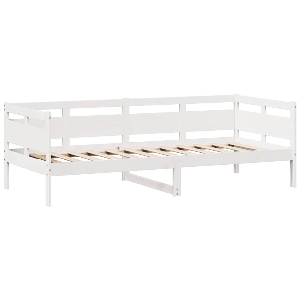 vidaXL Pat de zi cu sertare, alb, 90x200 cm, lemn masiv pin