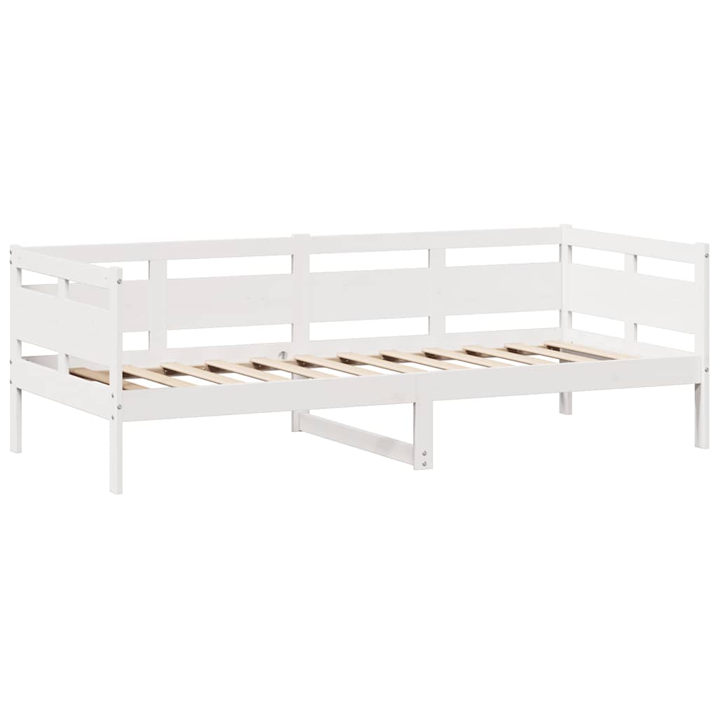 vidaXL Pat de zi cu sertare, alb, 90x190 cm, lemn masiv pin