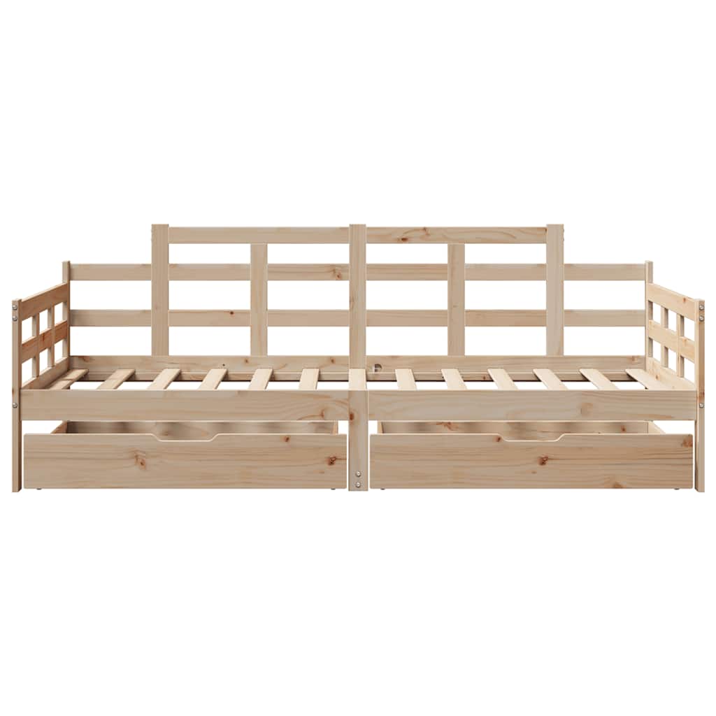 vidaXL Pat de zi cu sertare, 90x200 cm, lemn masiv pin
