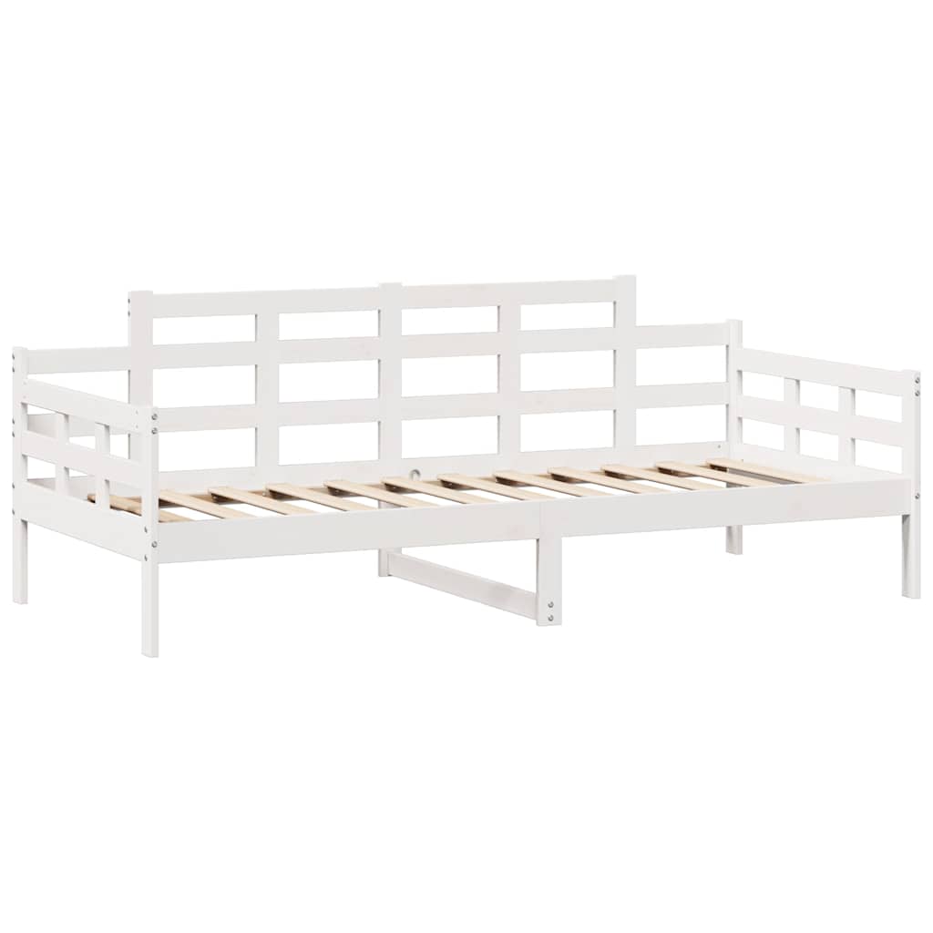 vidaXL Pat de zi cu sertare, alb, 90x190 cm, lemn masiv pin