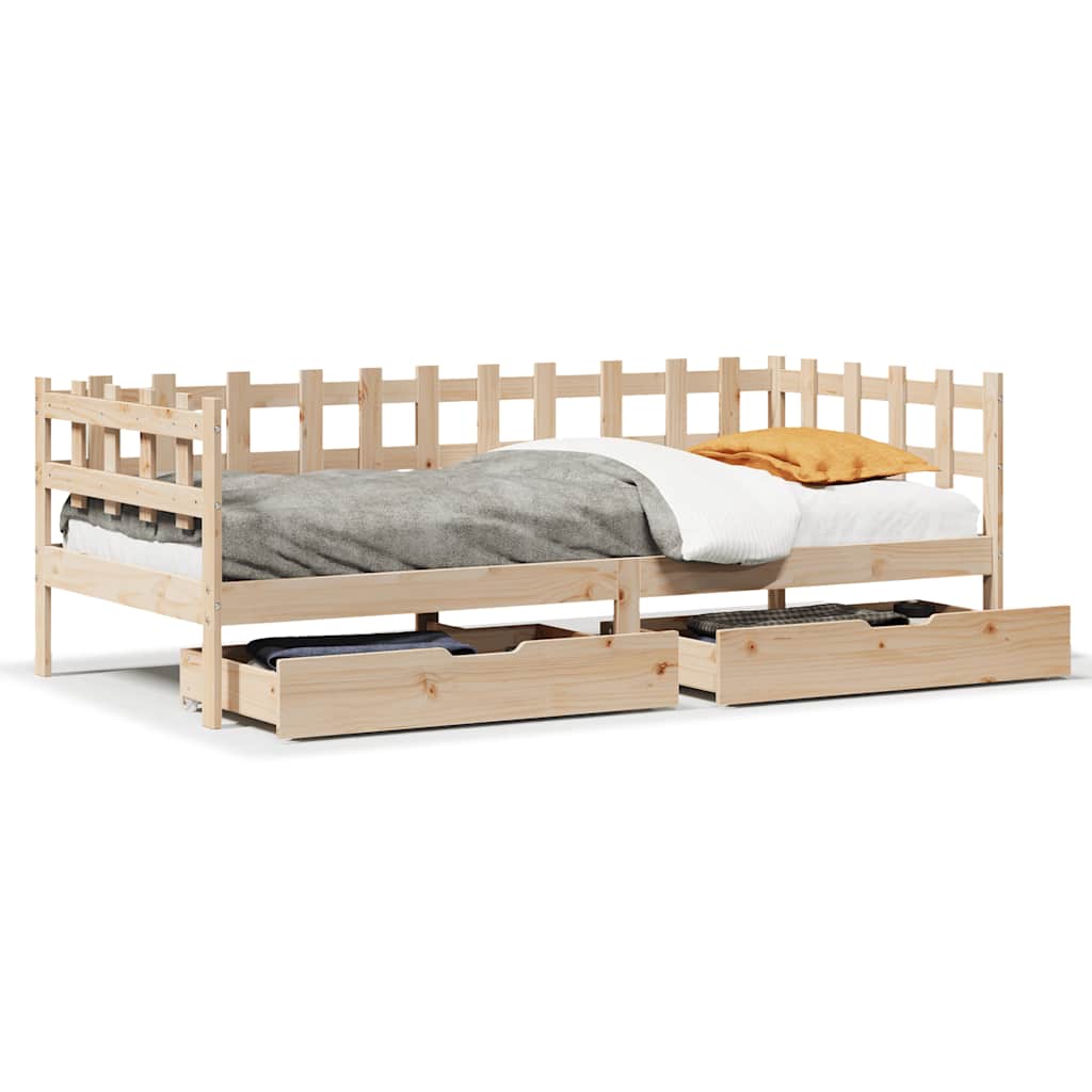 vidaXL Pat de zi cu sertare, 90x190 cm, lemn masiv de pin