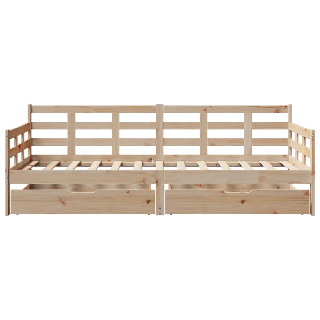 vidaXL Pat de zi cu sertare, 90x200 cm, lemn masiv pin