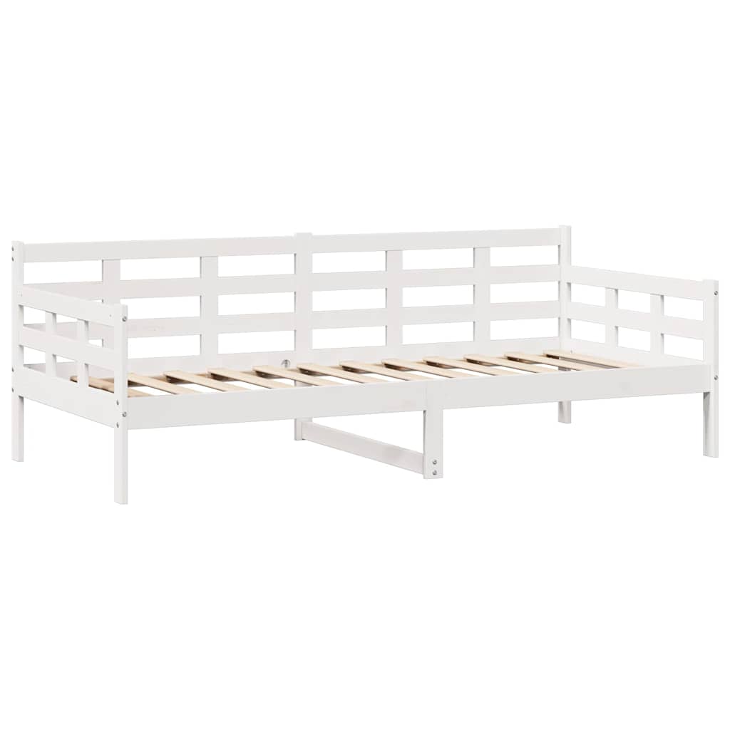 vidaXL Pat de zi cu sertare, alb, 80x200 cm, lemn masiv pin