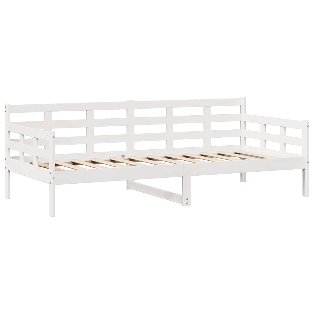 vidaXL Pat de zi cu sertare, alb, 90x190 cm, lemn masiv pin