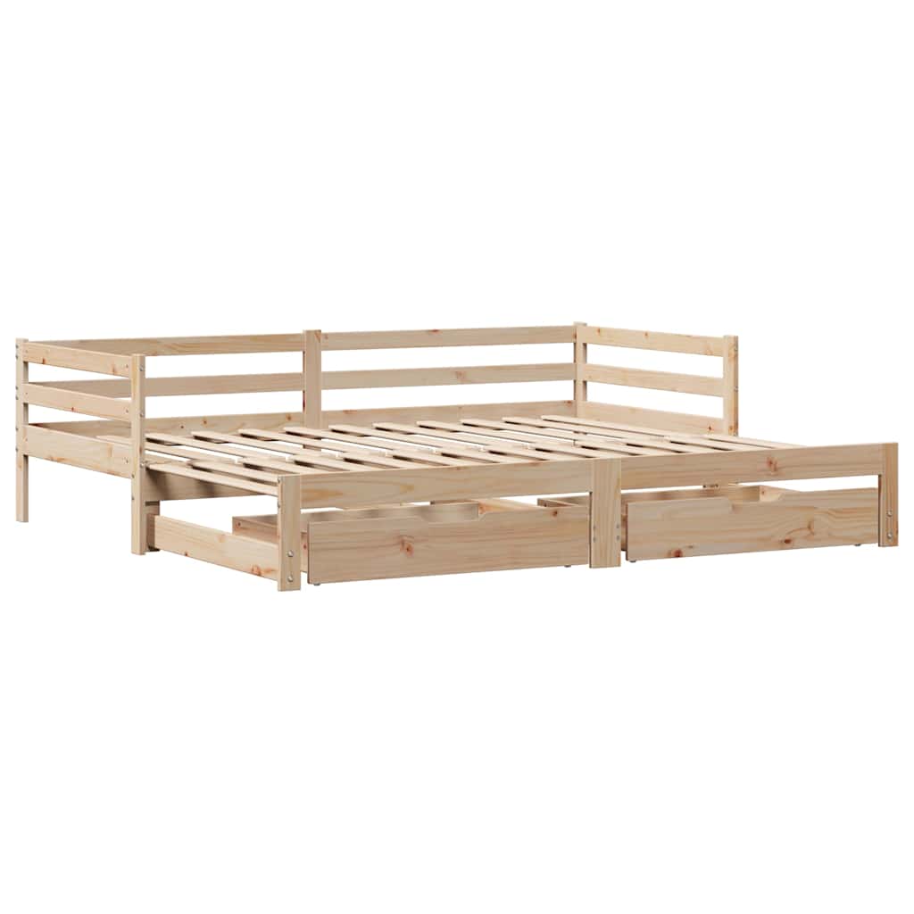 vidaXL Pat de zi cu sertare, 90x200 cm, lemn masiv pin