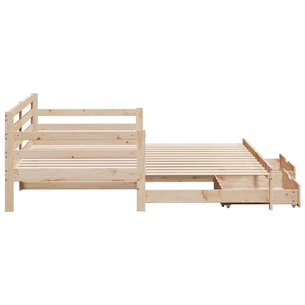 vidaXL Pat de zi cu extensie și sertare fără saltea, 90x200 cm