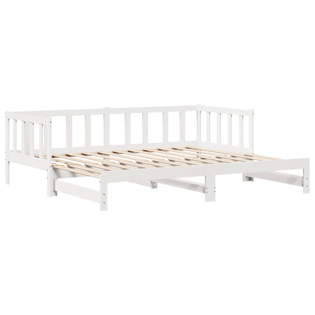 vidaXL Pat de zi cu extensie și sertare fără saltea, alb, 90x200 cm