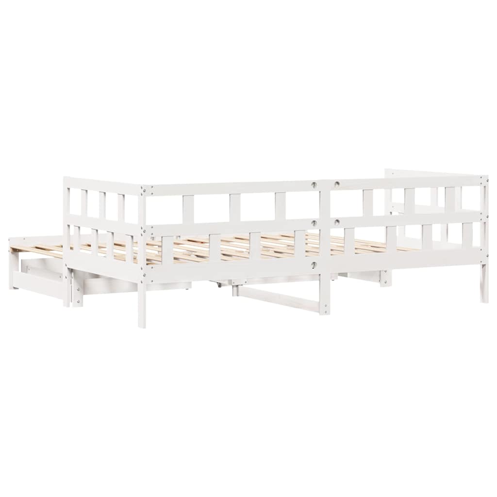 vidaXL Pat de zi cu extensie și sertare fără saltea, alb, 90x200 cm