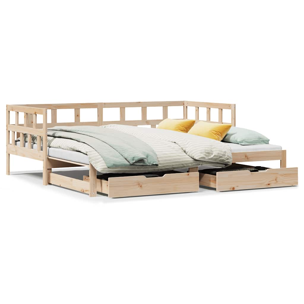 vidaXL Pat de zi cu extensie și sertare fără saltea, 90x200 cm vidaXL Pat de zi cu extensie și sertare fără saltea, 90x200 cm