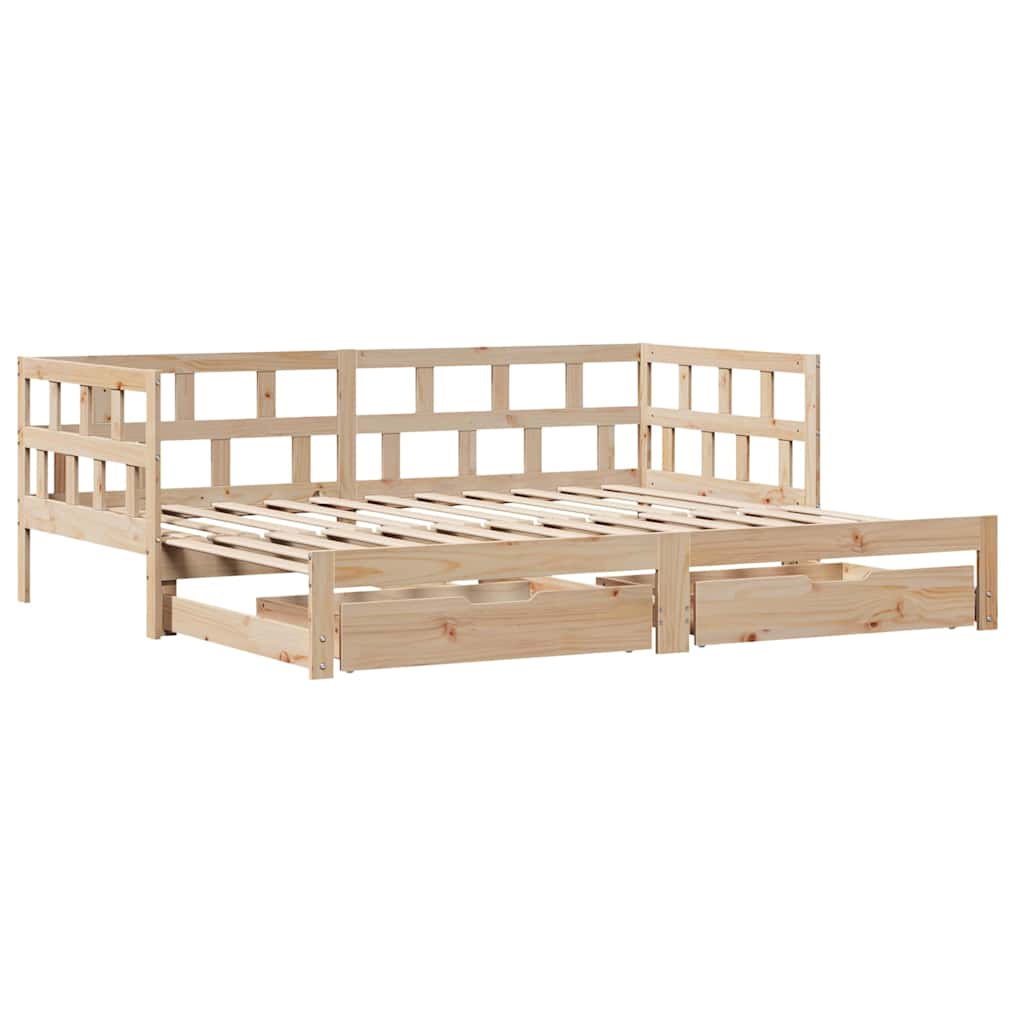 vidaXL Pat de zi cu extensie și sertare fără saltea, 90x200 cm vidaXL Pat de zi cu extensie și sertare fără saltea, 90x200 cm
