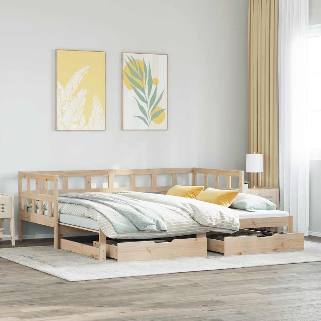 vidaXL Pat de zi cu extensie și sertare fără saltea, 90x200 cm vidaXL Pat de zi cu extensie și sertare fără saltea, 90x200 cm