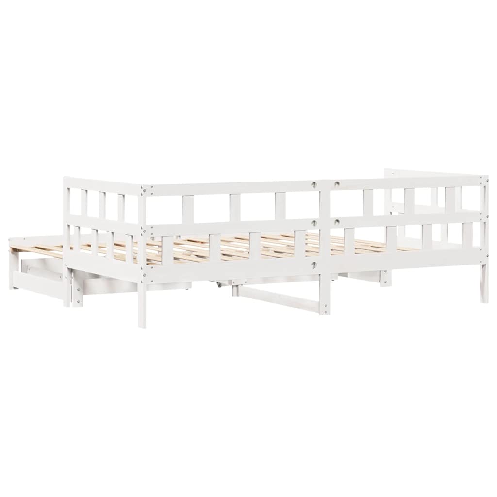 vidaXL Pat de zi cu extensie și sertare fără saltea, alb, 90x200 cm