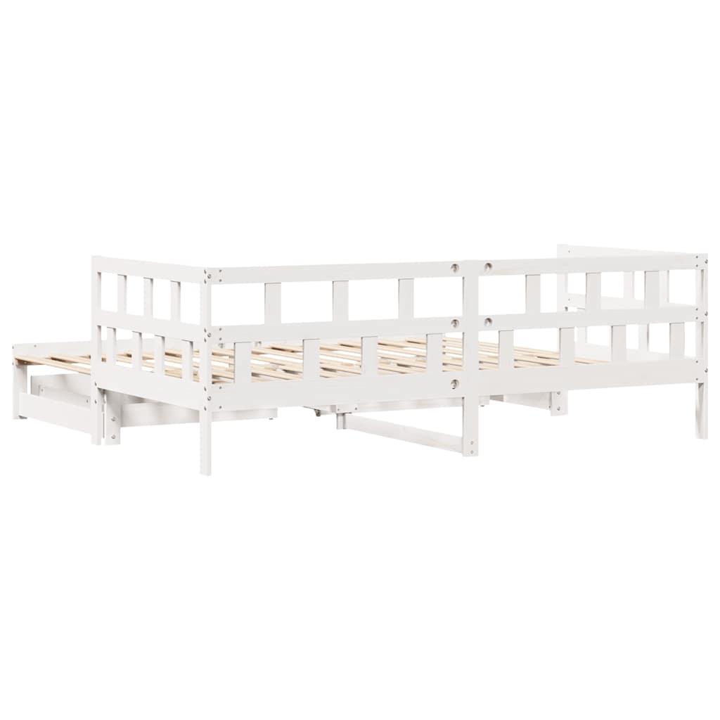 vidaXL Pat de zi cu extensie și sertare fără saltea, alb, 90x190 cm