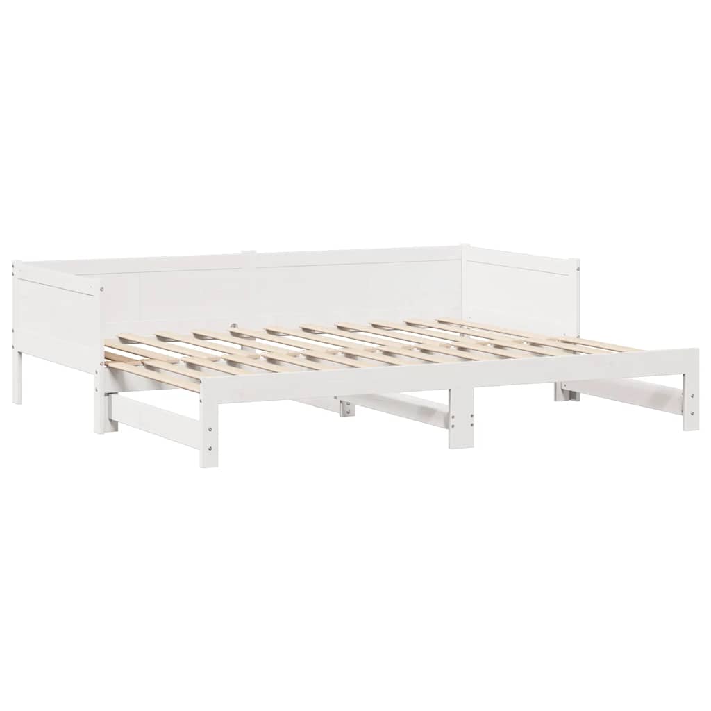 vidaXL Pat de zi cu extensie și sertare fără saltea, alb, 80x200 cm
