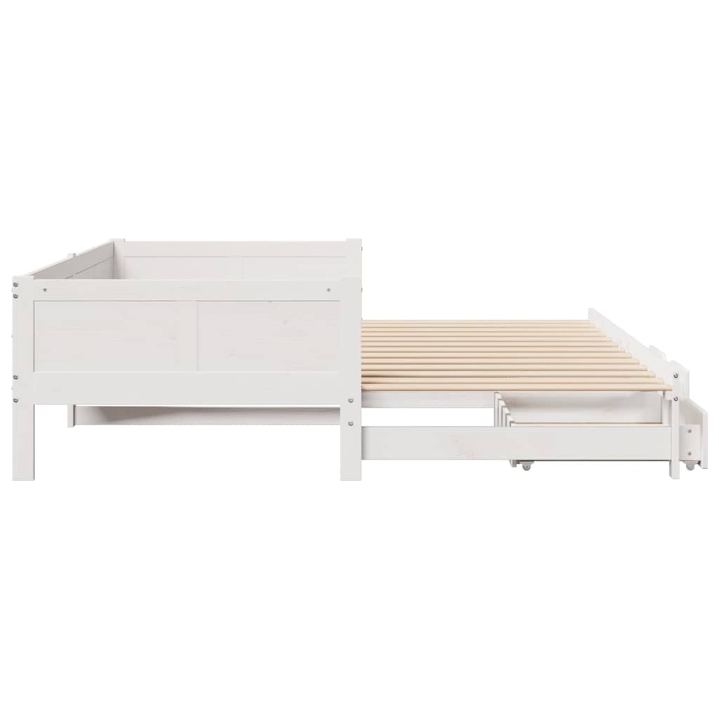 vidaXL Pat de zi cu extensie și sertare fără saltea, alb, 80x200 cm