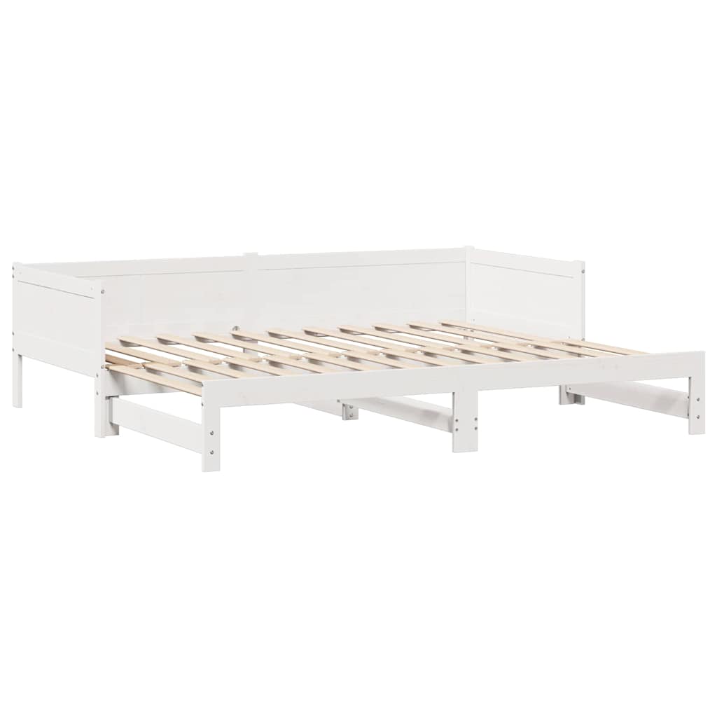 vidaXL Pat de zi cu extensie și sertare fără saltea, alb, 90x190 cm