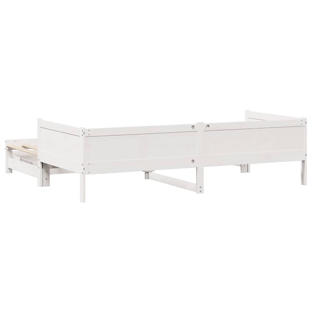 vidaXL Pat de zi cu extensie și sertare fără saltea, alb, 90x190 cm