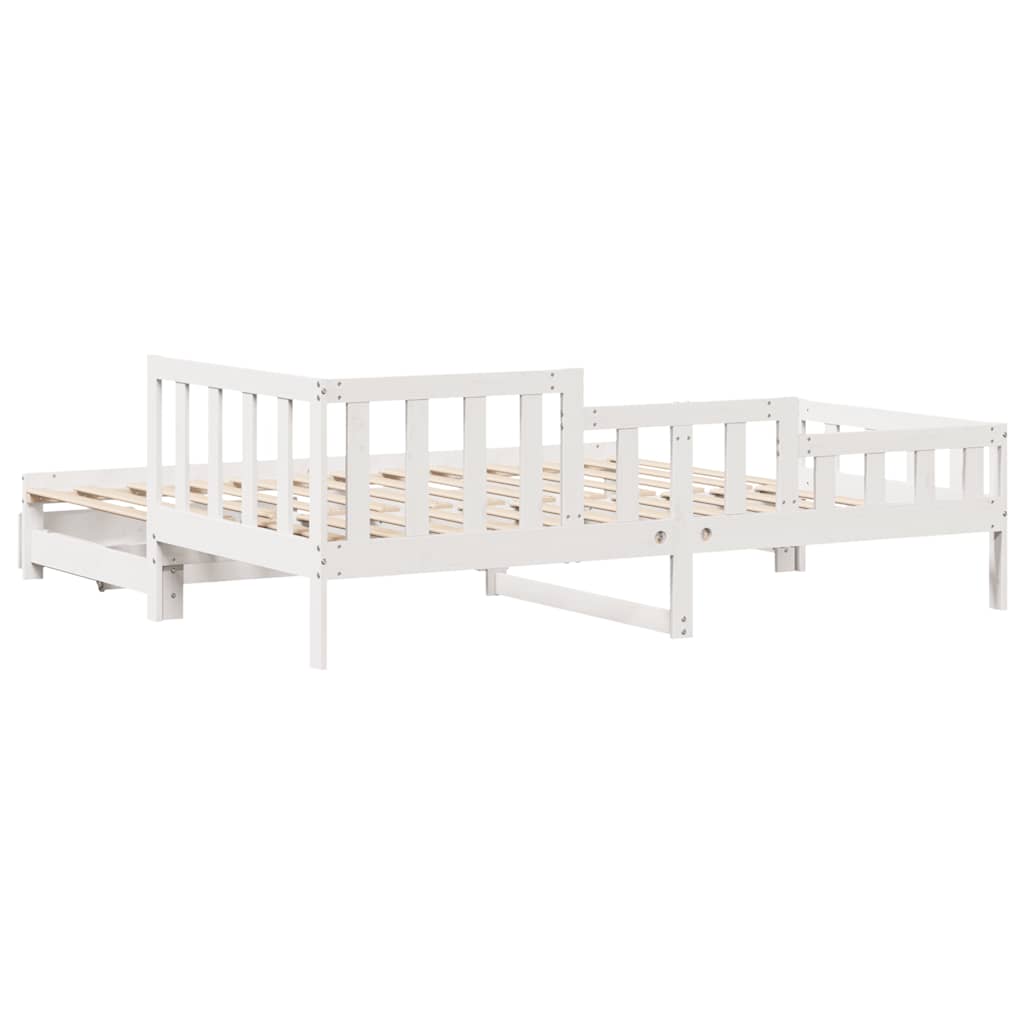 vidaXL Pat de zi cu extensie și sertare fără saltea, alb, 80x200 cm