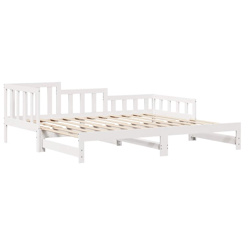 vidaXL Pat de zi cu extensie și sertare fără saltea, alb, 90x200 cm