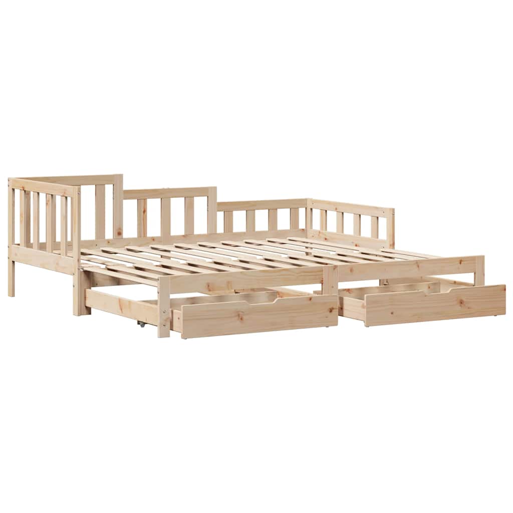vidaXL Pat de zi cu extensie și sertare fără saltea, 90x190 cm