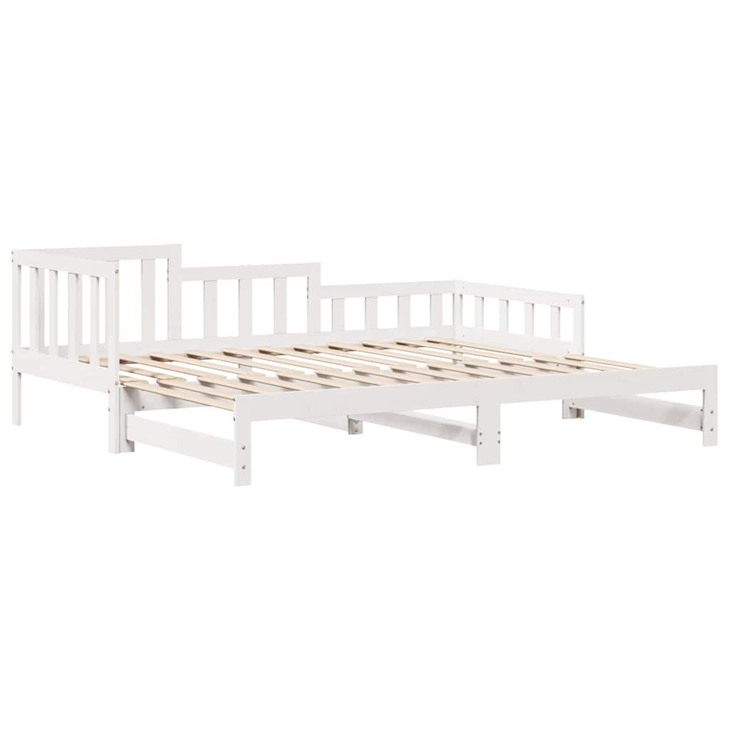 vidaXL Pat de zi cu extensie și sertare fără saltea, alb, 90x190 cm