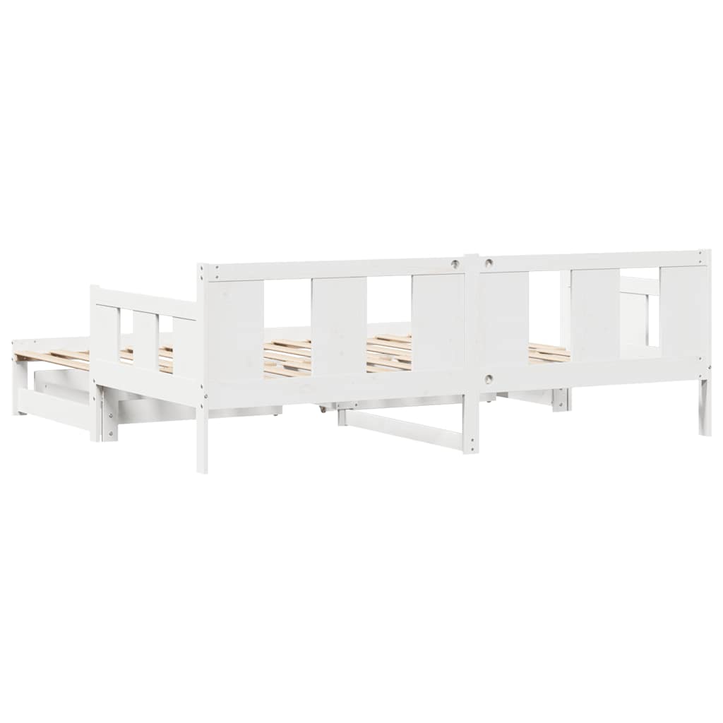 vidaXL Pat de zi cu extensie și sertare fără saltea, alb, 90x200 cm