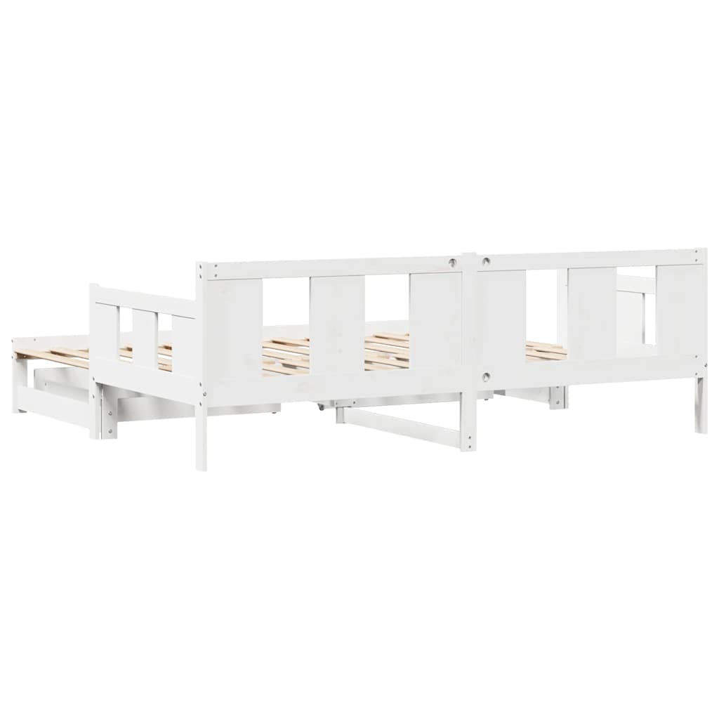vidaXL Pat de zi cu extensie și sertare fără saltea, alb, 80x200 cm