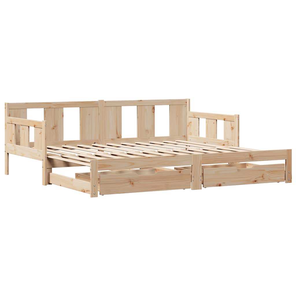vidaXL Pat de zi cu extensie și sertare fără saltea, 90x190 cm