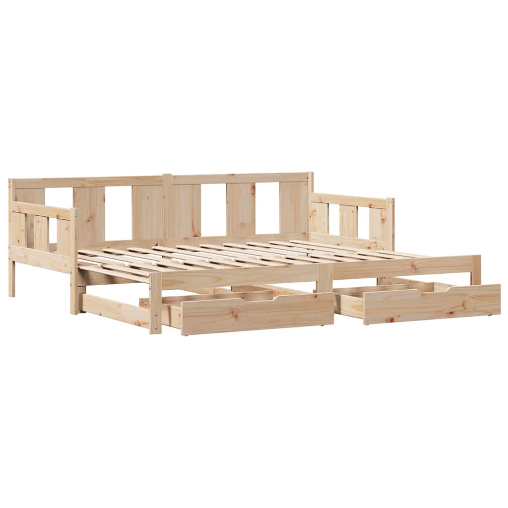 vidaXL Pat de zi cu extensie și sertare fără saltea, 90x190 cm