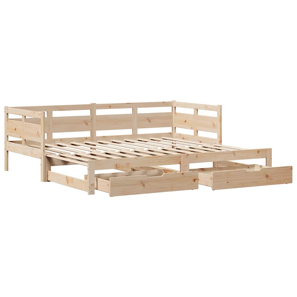 vidaXL Pat de zi cu extensie și sertare fără saltea, 90x200 cm