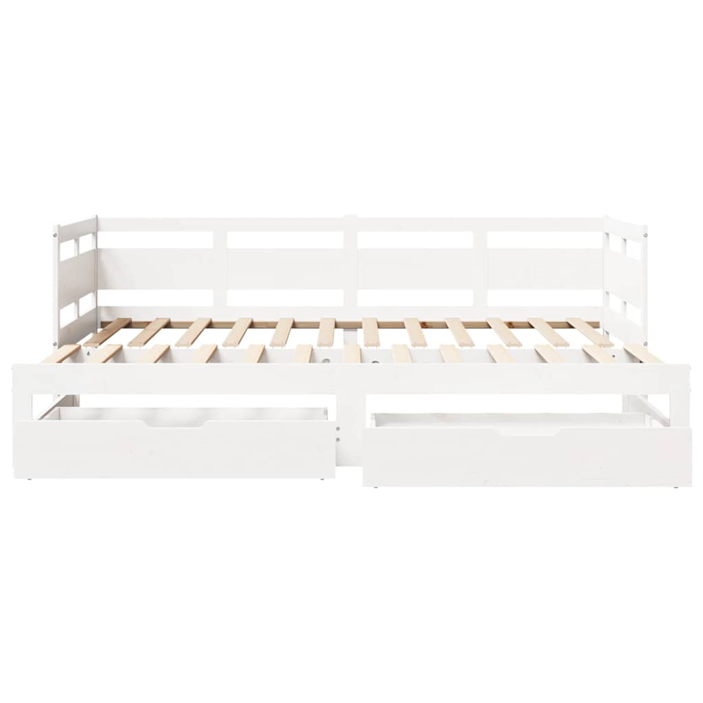vidaXL Pat de zi cu extensie și sertare fără saltea, alb, 80x200 cm vidaXL Pat de zi cu extensie și sertare fără saltea, alb, 80x200 cm