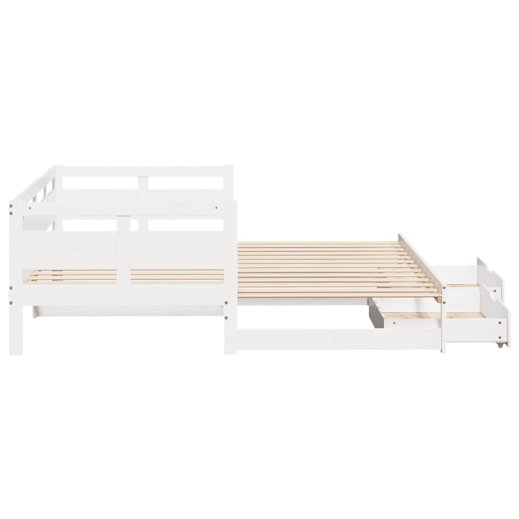 vidaXL Pat de zi cu extensie și sertare fără saltea, alb, 80x200 cm vidaXL Pat de zi cu extensie și sertare fără saltea, alb, 80x200 cm