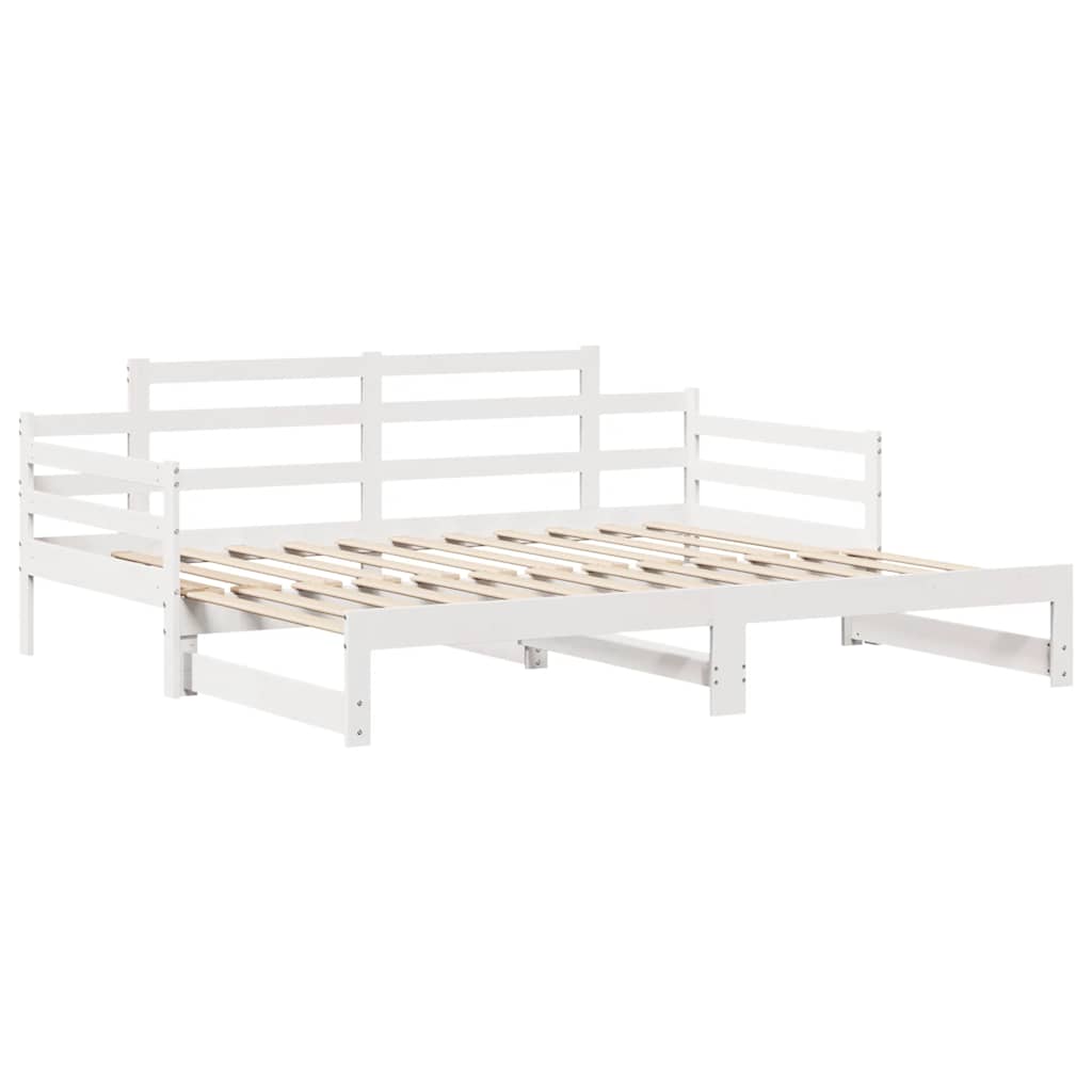 vidaXL Pat de zi cu extensie și sertare fără saltea, alb, 80x200 cm