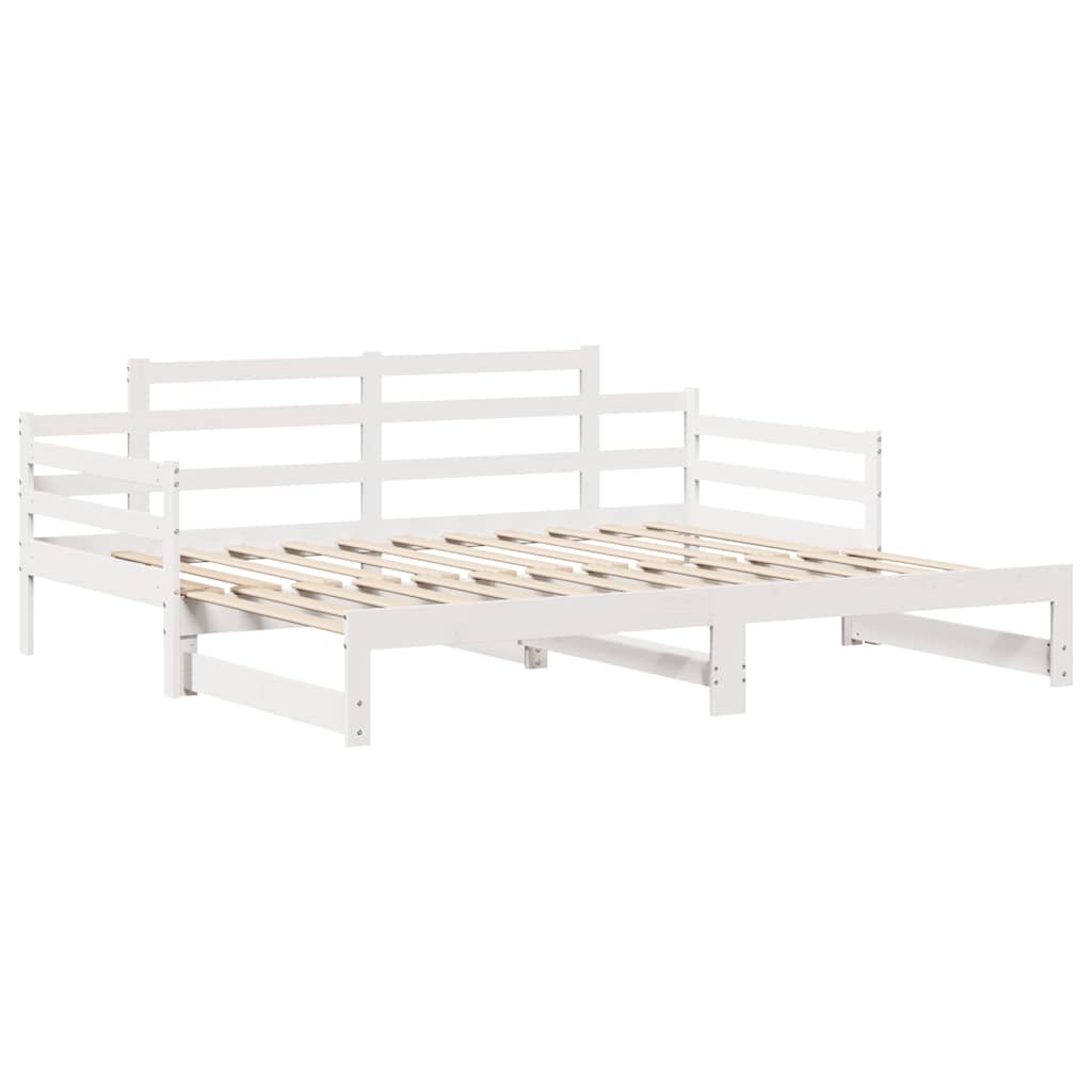 vidaXL Pat de zi cu extensie și sertare fără saltea, alb, 90x190 cm