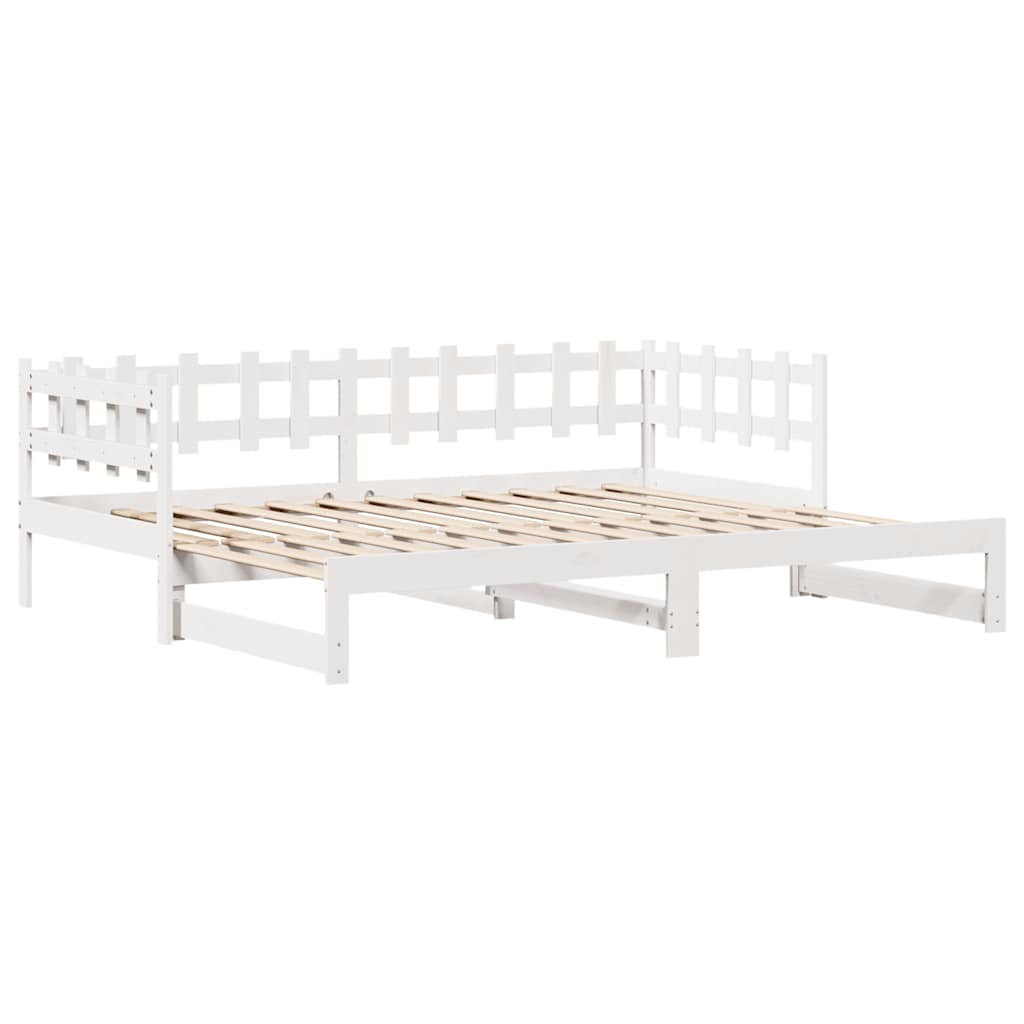 vidaXL Pat de zi cu extensie și sertare fără saltea, alb, 80x200 cm