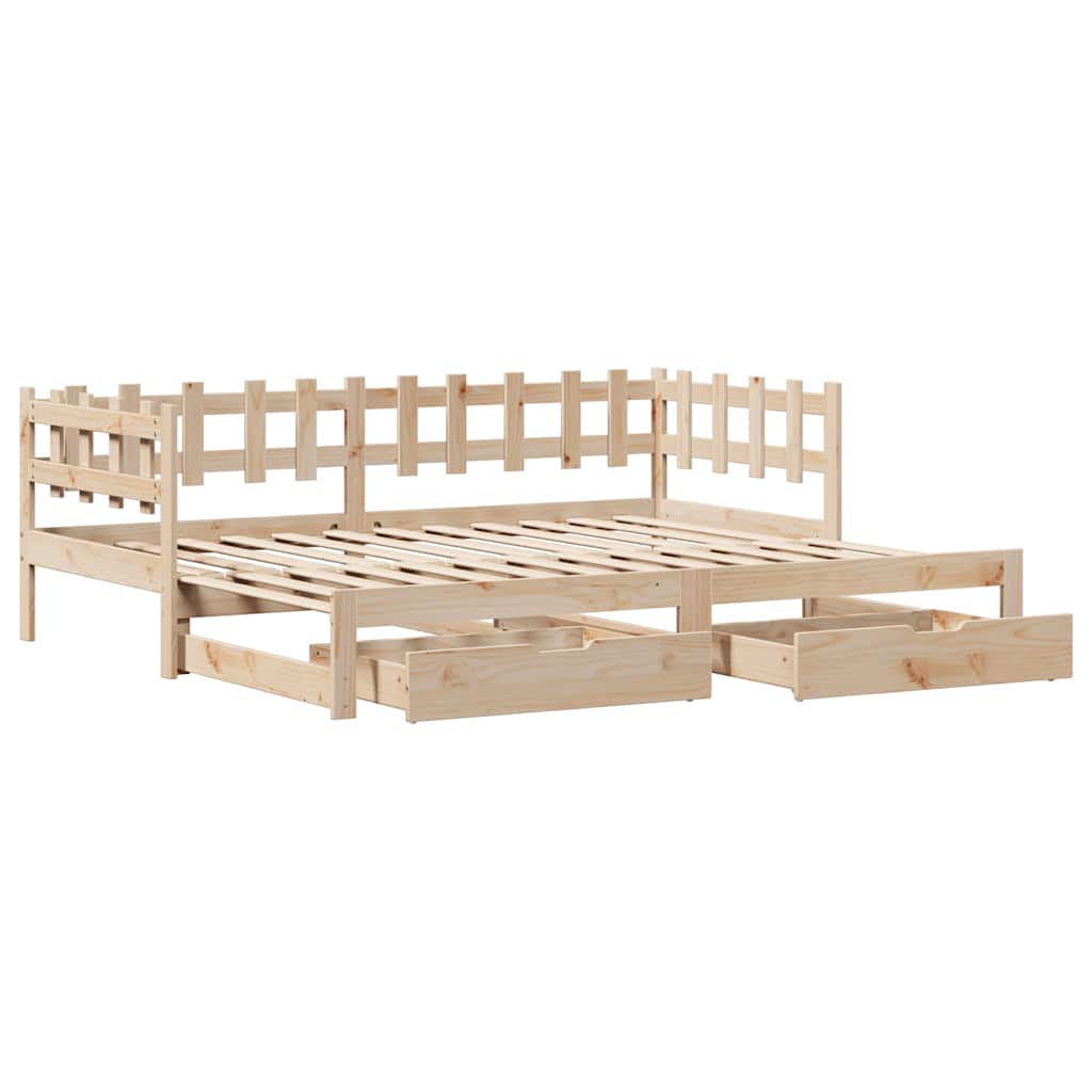 vidaXL Pat de zi cu extensie și sertare fără saltea, 90x200 cm