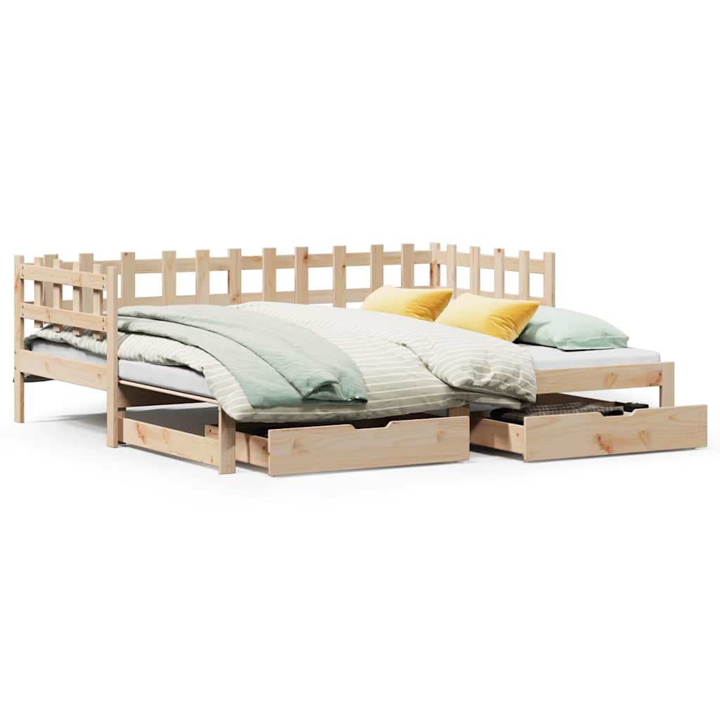 vidaXL Pat de zi cu extensie și sertare fără saltea, 90x190 cm