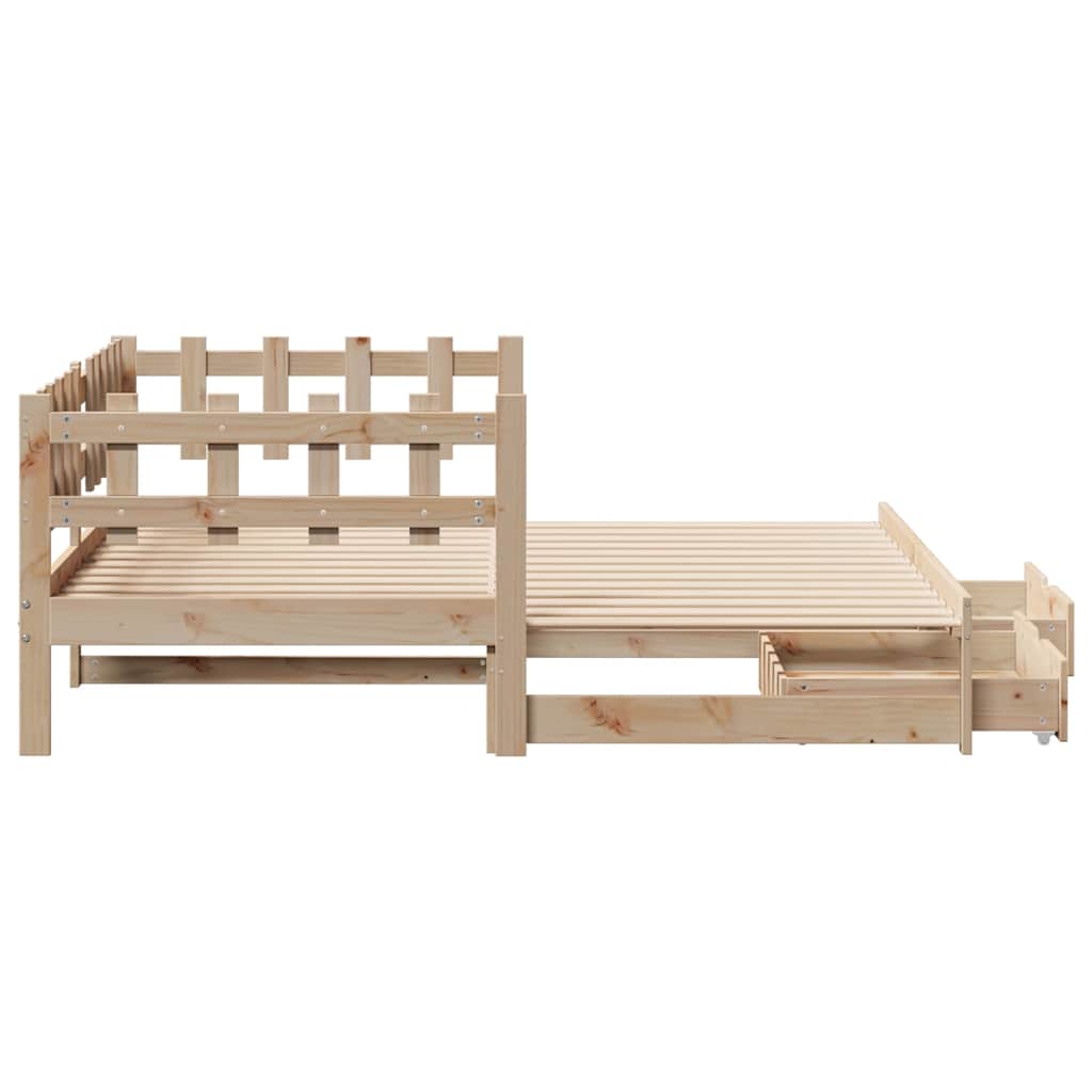 vidaXL Pat de zi cu extensie și sertare fără saltea, 90x190 cm