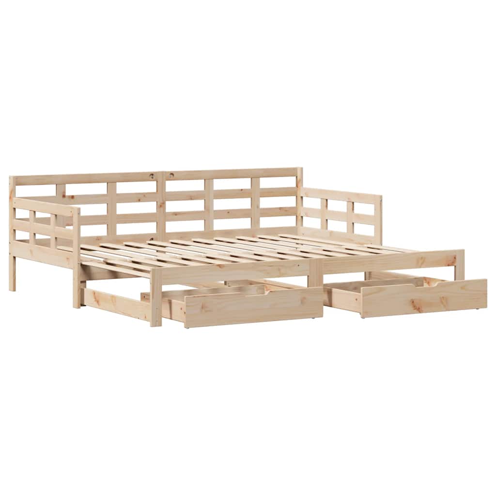 vidaXL Pat de zi cu extensie și sertare fără saltea, 90x200 cm