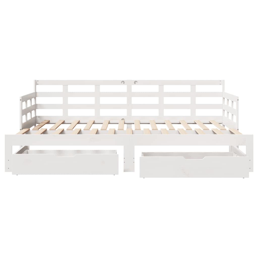 vidaXL Pat de zi cu extensie și sertare fără saltea, alb, 80x200 cm vidaXL Pat de zi cu extensie și sertare fără saltea, alb, 80x200 cm