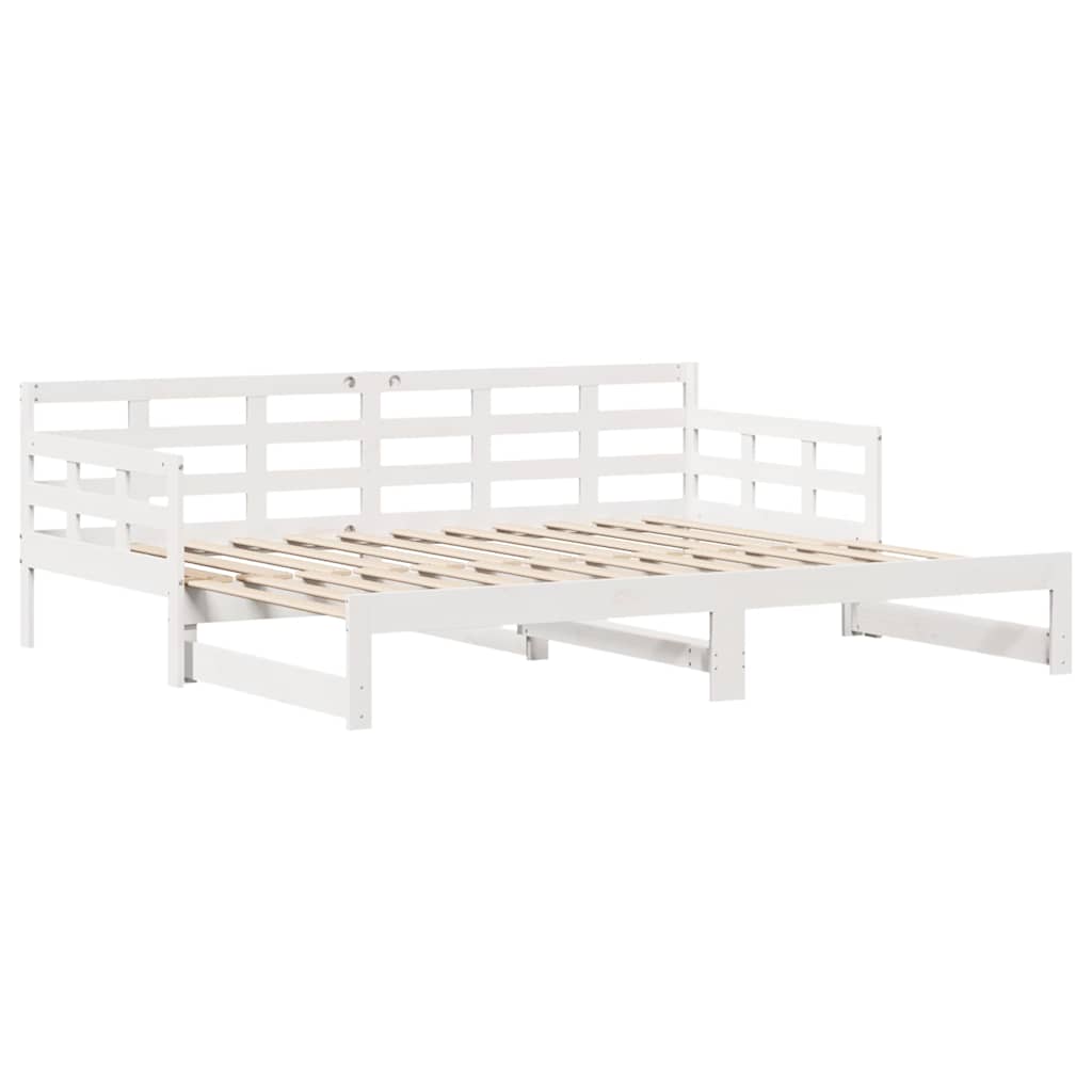 vidaXL Pat de zi cu extensie și sertare fără saltea, alb, 80x200 cm vidaXL Pat de zi cu extensie și sertare fără saltea, alb, 80x200 cm