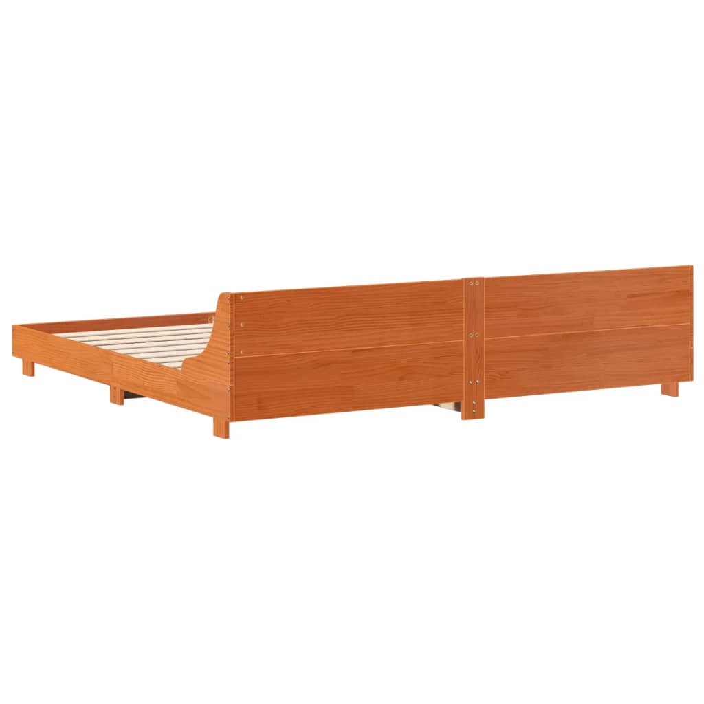 vidaXL Cadru de pat fără saltea, maro ceruit 200x200 cm lemn masiv pin vidaXL Cadru de pat fără saltea, maro ceruit 200x200 cm lemn masiv pin
