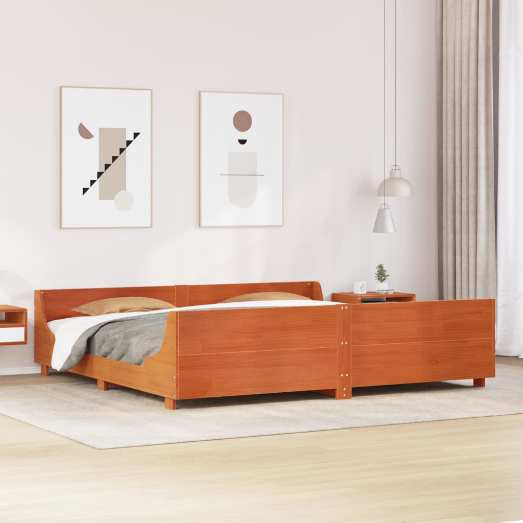 vidaXL Cadru de pat fără saltea, maro ceruit 180x200 cm lemn masiv pin vidaXL Cadru de pat fără saltea, maro ceruit 180x200 cm lemn masiv pin