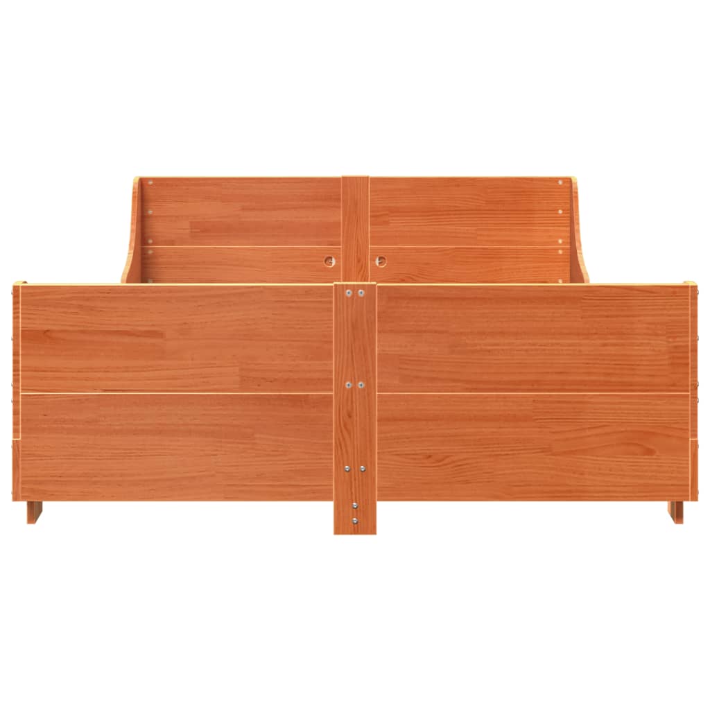 vidaXL Cadru de pat fără saltea, maro ceruit 140x200 cm lemn masiv pin vidaXL Cadru de pat fără saltea, maro ceruit 140x200 cm lemn masiv pin