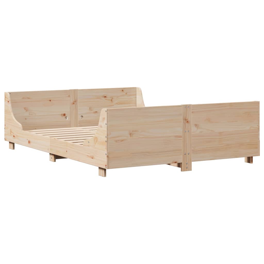 vidaXL Cadru de pat fără saltea, 140x190 cm, lemn masiv de pin vidaXL Cadru de pat fără saltea, 140x190 cm, lemn masiv de pin