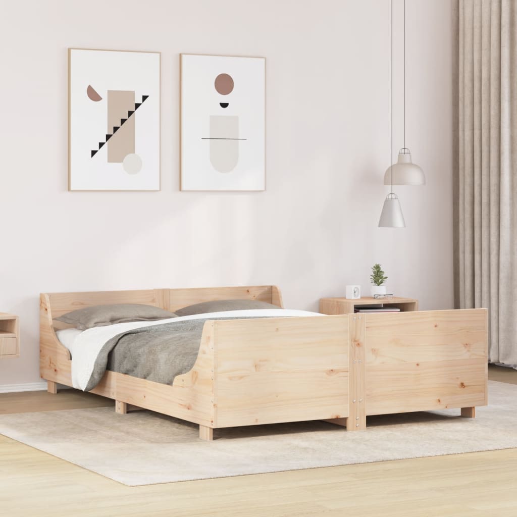 vidaXL Cadru de pat fără saltea, 140x190 cm, lemn masiv de pin vidaXL Cadru de pat fără saltea, 140x190 cm, lemn masiv de pin