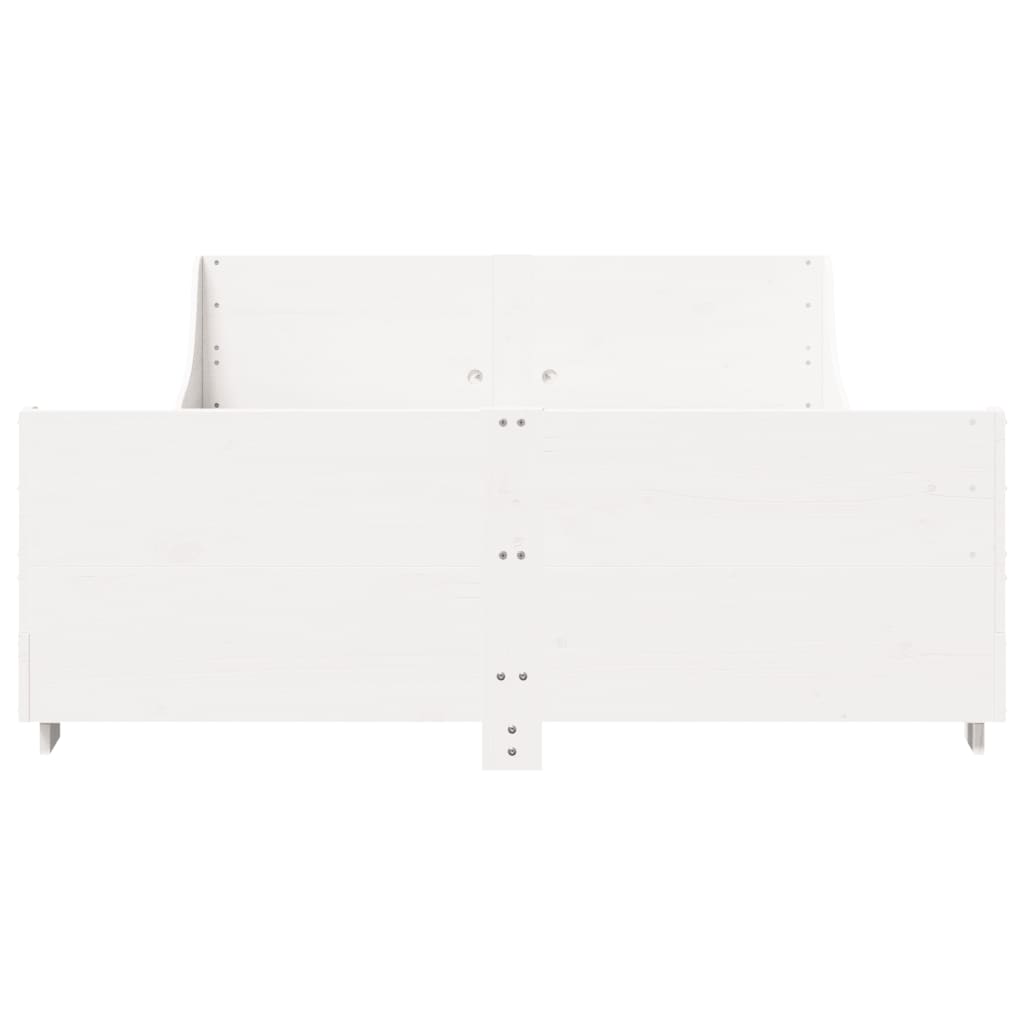 vidaXL Cadru de pat fără saltea, alb, 140x190 cm, lemn masiv de pin