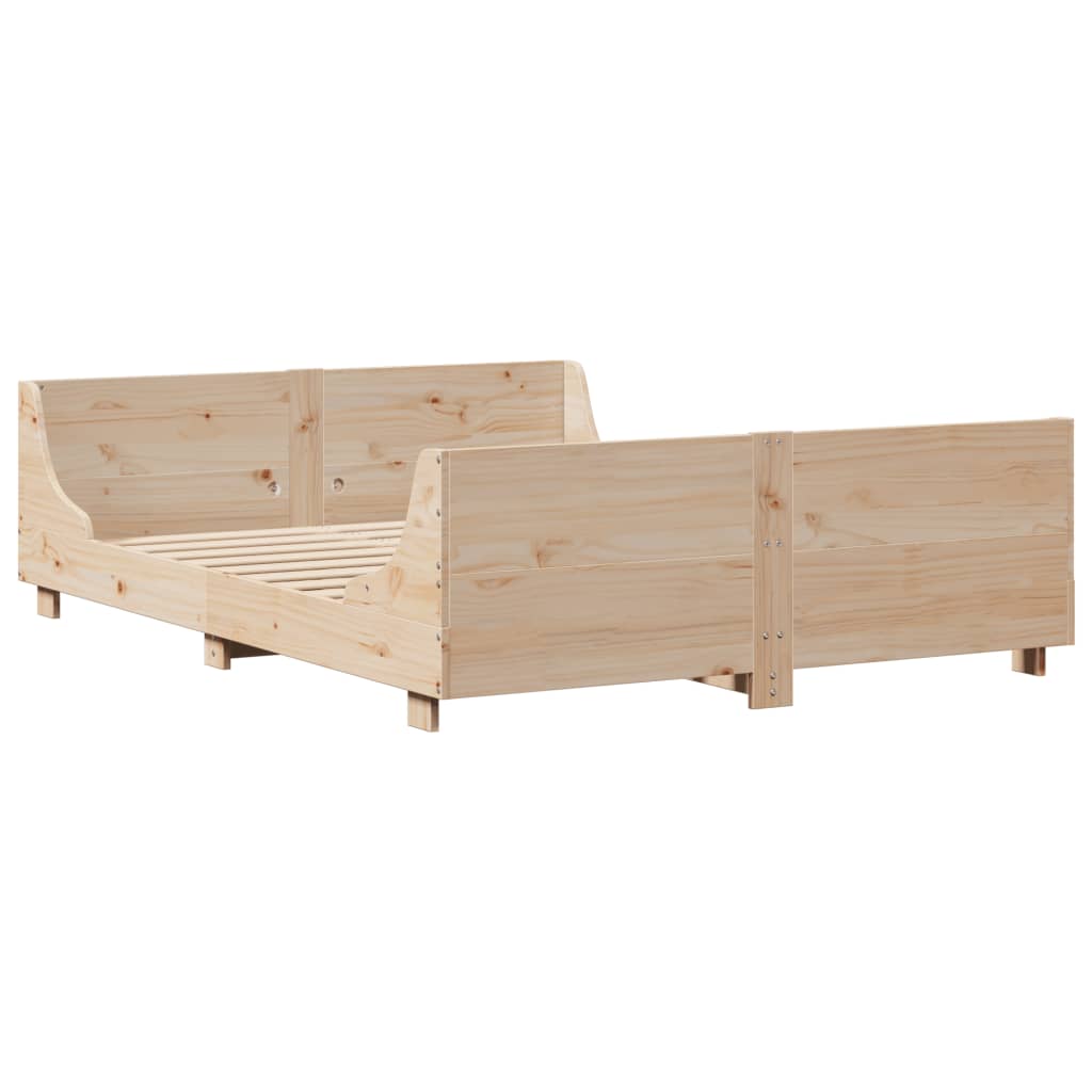 vidaXL Cadru de pat fără saltea, 135x190 cm, lemn masiv de pin