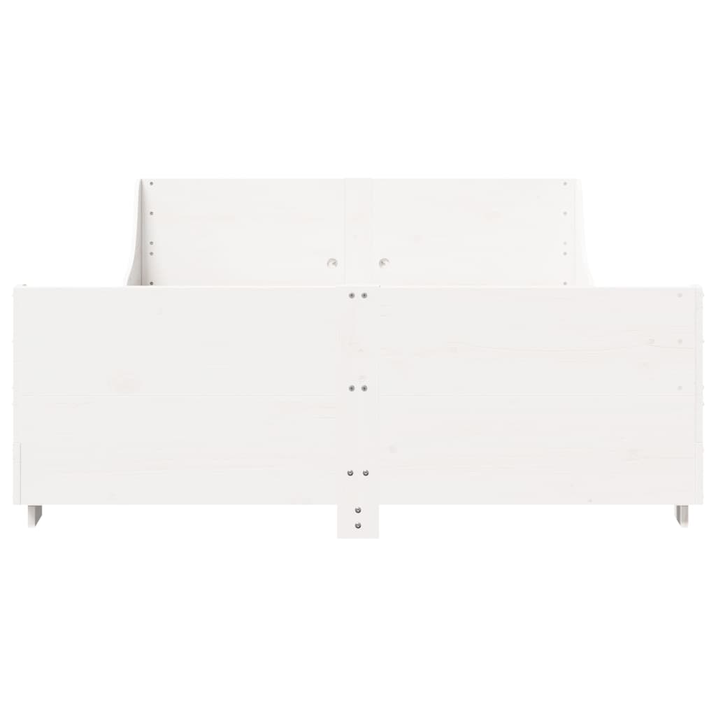 vidaXL Cadru de pat fără saltea, alb, 135x190 cm, lemn masiv de pin vidaXL Cadru de pat fără saltea, alb, 135x190 cm, lemn masiv de pin
